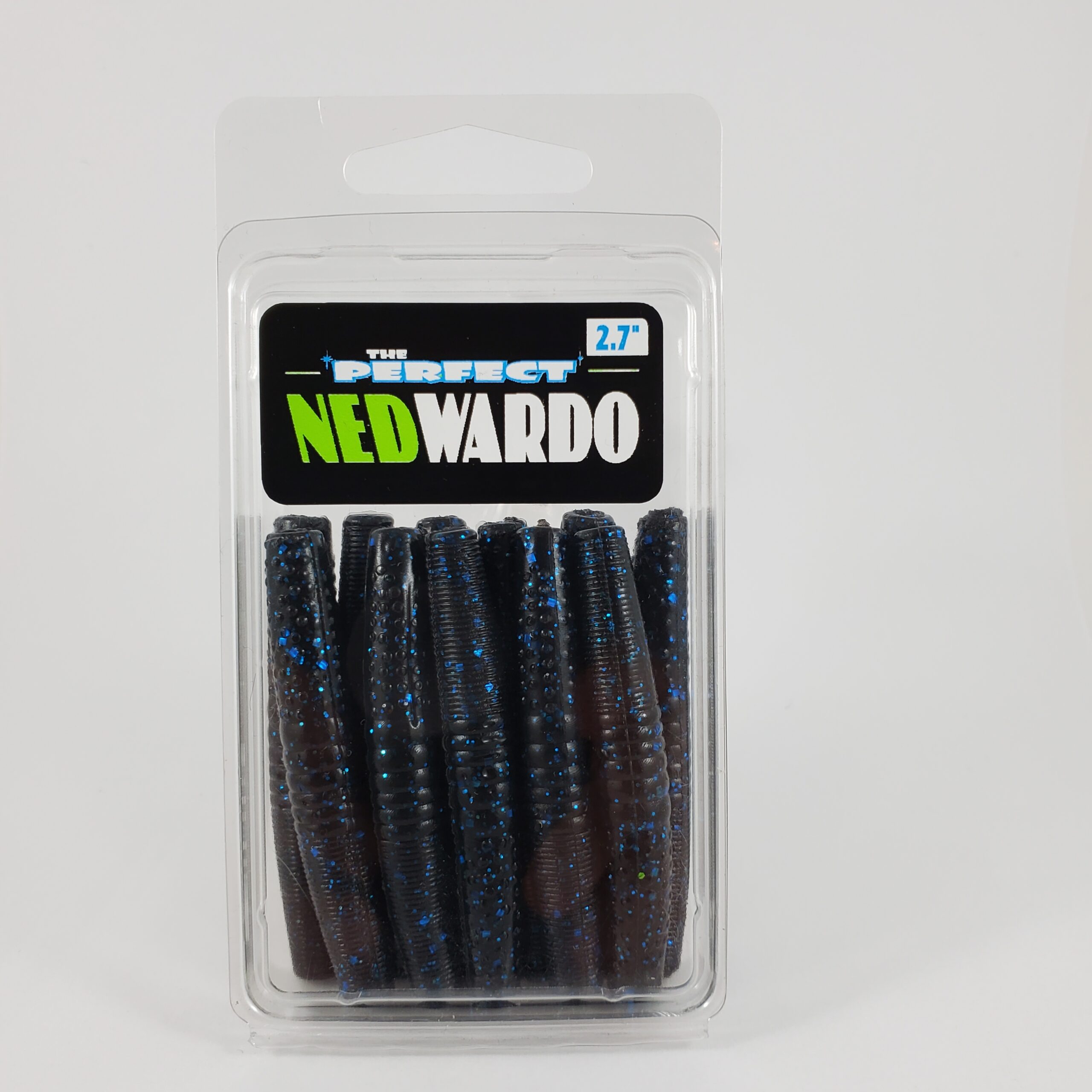 TEXJET 6-Inch Ringed Ribbon Tail Soft Plastic Fishing Worm – Black/Blue Flake, Heavy Garlic